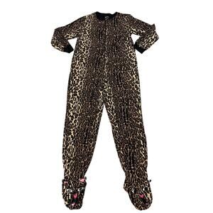 Nick & Nora Women’s Small Leopard Print One Piece  Footed Pajamas Sleepwear